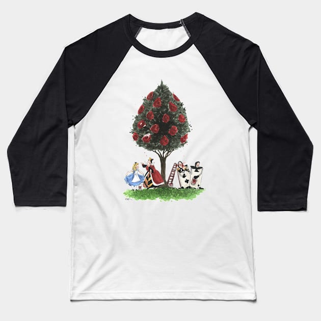 Alice and the Queen Baseball T-Shirt by Carlotta Mascolo Art